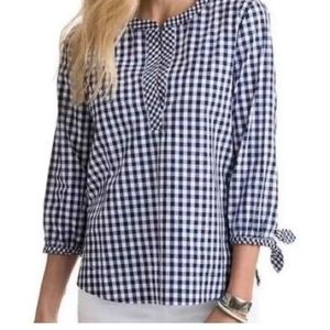 Vineyard Vines Gingham Checked V-neck Tunic Blouse - S